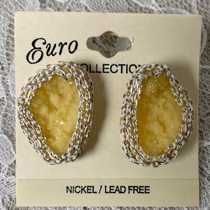 New Yellow crackle and chain Earrings